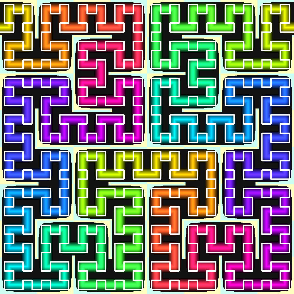 Hilbert curve colouring