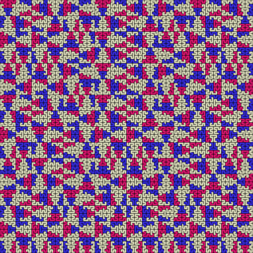 Hilbert curve colouring